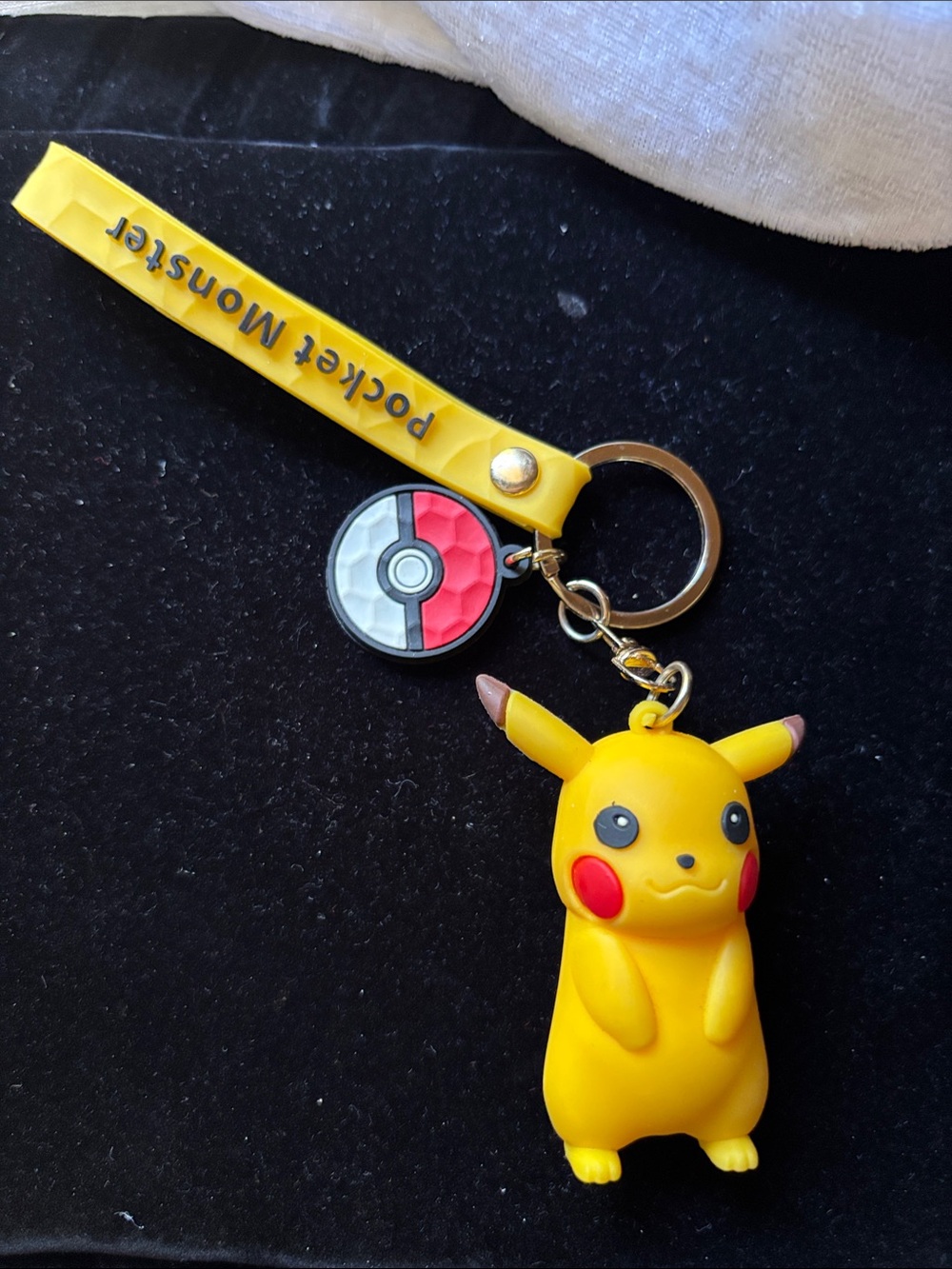 Pikachu Yellow Keychain with Poké Ball Charm